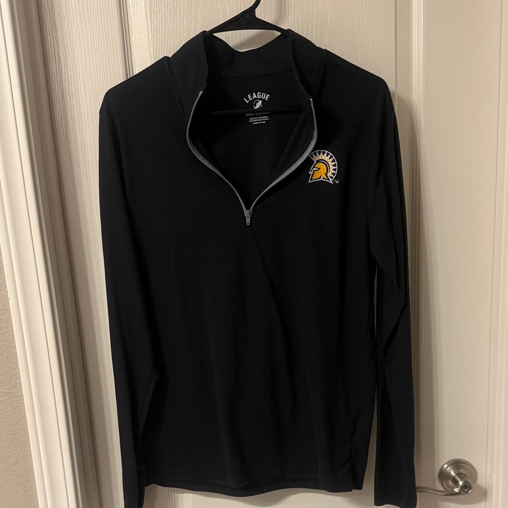 League Black Quarter-Zip with Yellow Spartan Emblem